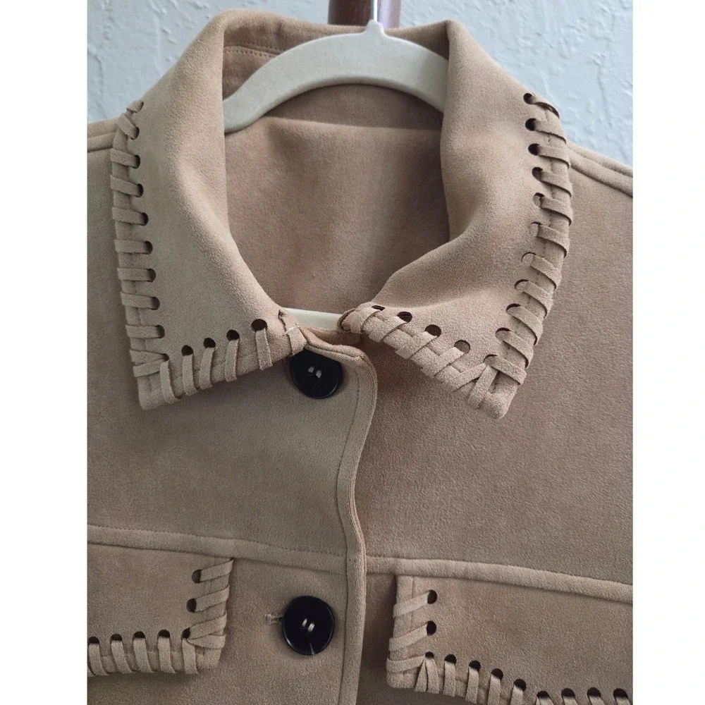 J186. Faux Suede Whipstitch Western‎ Jacket